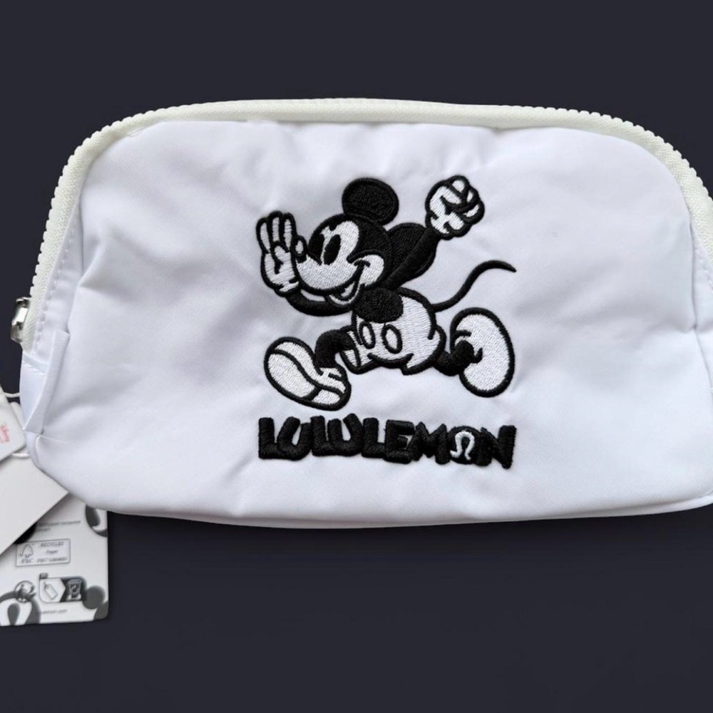 Lululemon x Mickey Mouse White Embroidered Pouch